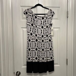 Tiana B. Black and White Geometric Dress